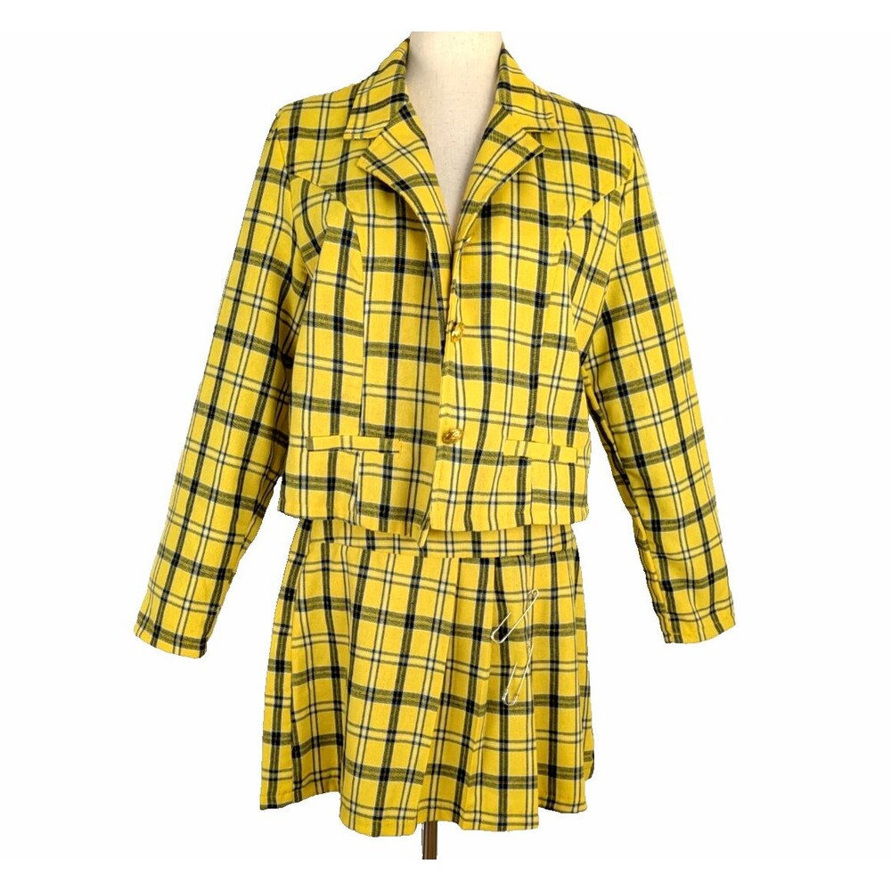 Clueless Cher Yellow Plaid Blazer Skirt Set Costume Womens LG Preppy
